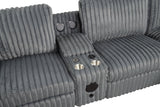 Amelia Charcoal Power Reclining Sectional with Storage Console Bluetooth Speakers | Olivia Furniture