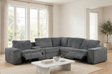 Amelia Charcoal Power Reclining Sectional with Storage Console Bluetooth Speakers | Olivia Furniture