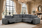 Amelia Charcoal Power Reclining Sectional with Storage Console Bluetooth Speakers | Olivia Furniture