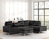 Anserra Black Reversible Sectional with Ottoman | Olivia Furniture
