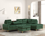Anserra Green Reversible Sectional with Ottoman | Olivia Furniture