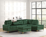 Anserra Green Reversible Sectional with Ottoman | Olivia Furniture
