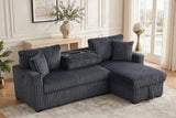 Aria Charcoal Sectional With Pull-Out Bed & Storage Chaise | Olivia Furniture