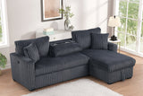 Aria Charcoal Sectional With Pull-Out Bed & Storage Chaise | Olivia Furniture