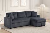 Aria Charcoal Sectional With Pull-Out Bed & Storage Chaise | Olivia Furniture
