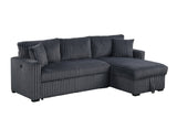 Aria Charcoal Sectional With Pull-Out Bed & Storage Chaise | Olivia Furniture