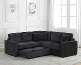 Ariel Black Sectional With Pull-Out Bed | Olivia Furniture