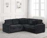 Ariel Black Sectional With Pull-Out Bed | Olivia Furniture