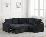 Ariel Black Sectional With Pull-Out Bed | Olivia Furniture