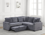 Ariel Charcoal Sectional With Pull-Out Bed | Olivia Furniture
