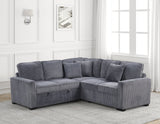Ariel Charcoal Sectional With Pull-Out Bed | Olivia Furniture