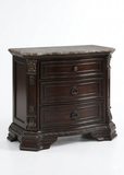 Stana Brown Marble Top Nightstand | Olivia Furniture