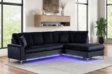 Candy Black RAF Chaise Sectional with LED Lights | Olivia Furniture