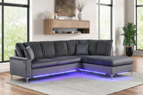 Candy Charcoal RAF Chaise Sectional with LED Lights | Olivia Furniture
