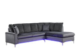 Candy Charcoal RAF Chaise Sectional with LED Lights | Olivia Furniture