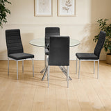 Hilla Black/Silver Glass Top 5-Piece Dining Set | Olivia Furniture