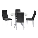 Hilla Black/Silver Glass Top 5-Piece Dining Set | Olivia Furniture