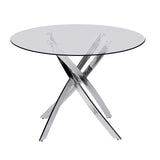 Hilla Black/Silver Glass Top 5-Piece Dining Set | Olivia Furniture