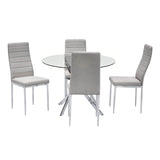 Hilla Gray/Silver Glass Top 5-Piece Dining Set | Olivia Furniture