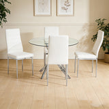 Hilla White/Silver Glass Top 5-Piece Dining Set | Olivia Furniture