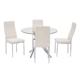 Hilla White/Silver Glass Top 5-Piece Dining Set | Olivia Furniture