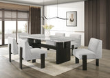 Diva Gray Genuine Marble Dining Room Set (Table & 6 Chairs) | Olivia Furniture