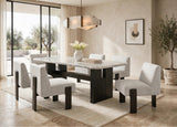 Diva Gray Genuine Marble Dining Room Set (Table & 6 Chairs) | Olivia Furniture