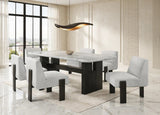 Diva Gray Genuine Marble Dining Room Set (Table & 6 Chairs) | Olivia Furniture