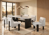 Diva Gray Genuine Marble Dining Room Set (Table & 6 Chairs) | Olivia Furniture