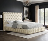 Dream Beige Velvet Upholstered King Platform Bed | Olivia Furniture