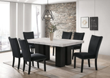 Finland Black/White Genuine Marble 7-Piece Dining Set (Table & 6 Chairs) | Olivia Furniture