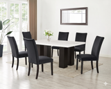 Finland Black/White Genuine Marble 7-Piece Dining Set (Table & 6 Chairs) | Olivia Furniture