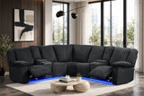 Flash Black Power Reclining Sectional | Olivia Furniture