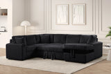 Forever Black Sectional With Pull-Out Bed | Olivia Furniture