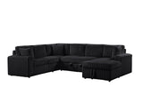 Forever Black Sectional With Pull-Out Bed | Olivia Furniture