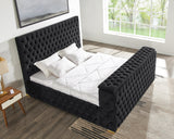 Future Black Velvet Queen Platform Bed with Footboard TV Lift | Olivia Furniture