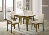 Alan Cream/Brown Porcelain Top 5-Piece Dining Room Set (Table & 4 Chairs) | Olivia Furniture