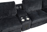 Amelia Black Power Reclining Sectional with Bluetooth Speakers | Olivia Furniture
