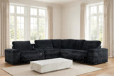 Amelia Black Power Reclining Sectional with Bluetooth Speakers | Olivia Furniture