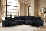 Amelia Black Power Reclining Sectional with Bluetooth Speakers | Olivia Furniture