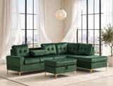 Anserra Green Reversible Sectional with Ottoman | Olivia Furniture