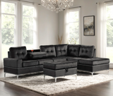 Anserra Black Reversible Sectional with Ottoman | Olivia Furniture