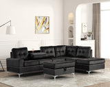 Anserra Black Reversible Sectional with Ottoman | Olivia Furniture