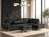 Anserra Black Reversible Sectional with Ottoman | Olivia Furniture