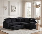 Ariel Black Sectional With Pull-Out Bed | Olivia Furniture