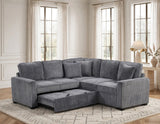 Ariel Charcoal Sectional With Pull-Out Bed | Olivia Furniture