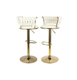 Aurelia Beige/Gold Velvet Low Back Barstool, Set of 2 | Olivia Furniture