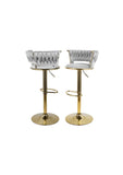 Aurelia Gray/Gold Velvet Low Back Barstool, Set of 2 | Olivia Furniture