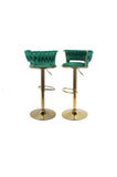 Aurelia Green/Gold Velvet Low Back Barstool, Set of 2 | Olivia Furniture