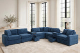 Barista Blue 8-Piece Performance Fabric Modular Sectional Set | Olivia Furniture